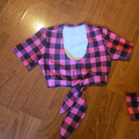 Twin Peaks XS Lumberjill Breast Cancer Crop Top - Picture 2 of 7